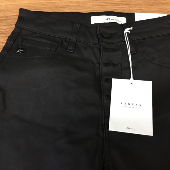 KANCAN COATED HIGH RISE BUTTON DOWN SKINNY JEANS SIZE 5 - Picture 2 of 12